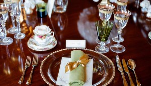 Gold Green place setting